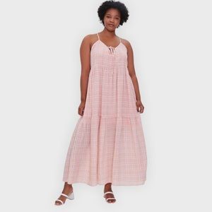 Forever 21 Women’s Plus Sleeveless Pink Plaid Maxi Dress 0X - 3X NWT